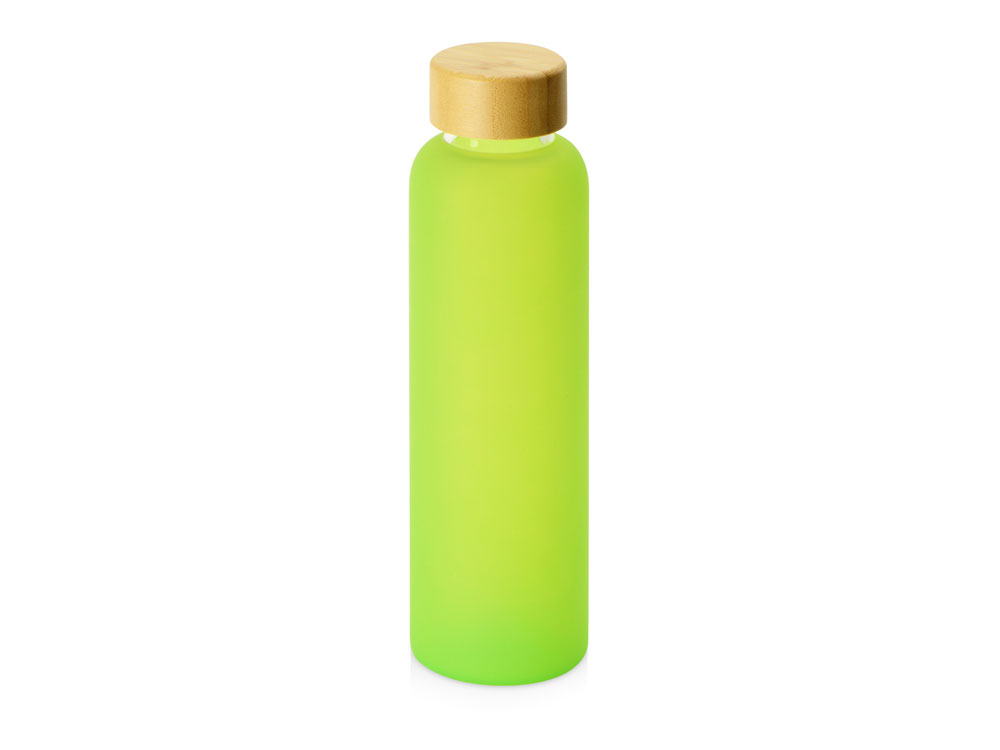 стеклянная бутылка с бамбуковой крышкой foggy, 600мл, зеленое яблоко